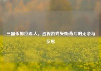 三国杀排位踢人，透视游戏失衡背后的无奈与反思