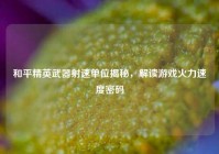 和平精英武器射速单位揭秘，解读游戏火力速度密码