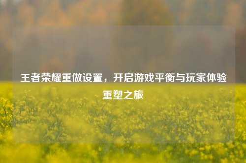 王者荣耀重做设置,开启游戏平衡与玩家体验重塑之旅