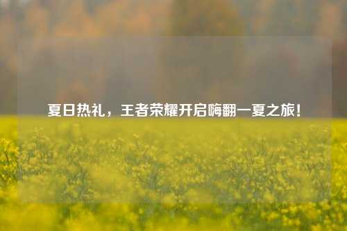 夏日热礼,王者荣耀开启嗨翻一夏之旅!
