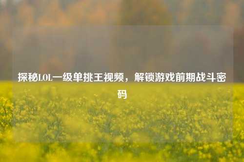探秘LOL一级单挑王视频，解锁游戏前期战斗密码