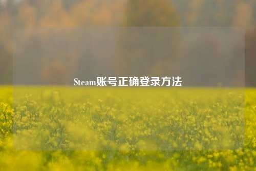 Steam账号正确登录方法