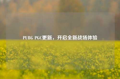 PUBG PGC更新,开启全新战场体验