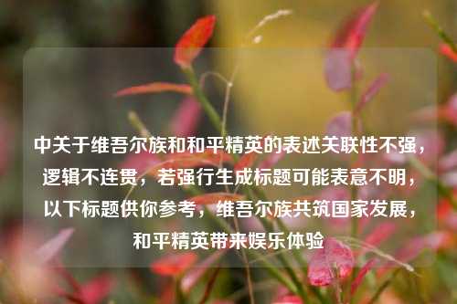中关于维吾尔族和和平精英的表述关联性不强，逻辑不连贯，若强行生成标题可能表意不明，以下标题供你参考，维吾尔族共筑国家发展，和平精英带来娱乐体验