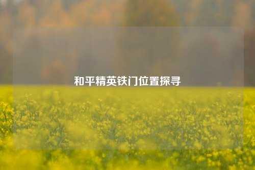 和平精英铁门位置探寻
