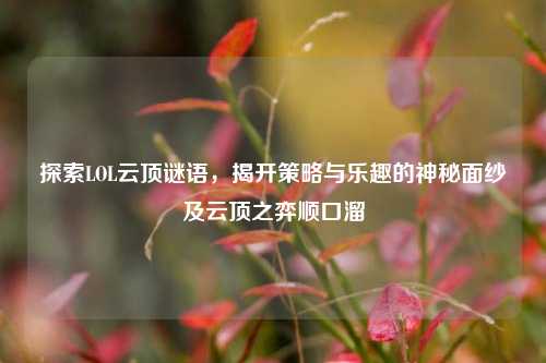 探索LOL云顶谜语,揭开策略与乐趣的神秘面纱及云顶之弈顺口溜