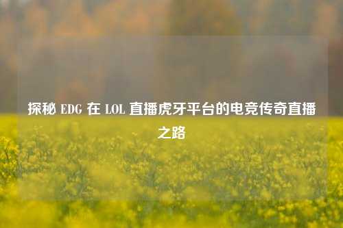 探秘 EDG 在 LOL 直播虎牙平台的电竞传奇直播之路