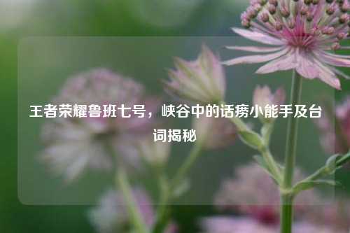 王者荣耀鲁班七号,峡谷中的话痨小能手及台词揭秘