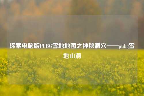 探索电脑版PUBG雪地地图之神秘洞穴——pubg雪地山洞