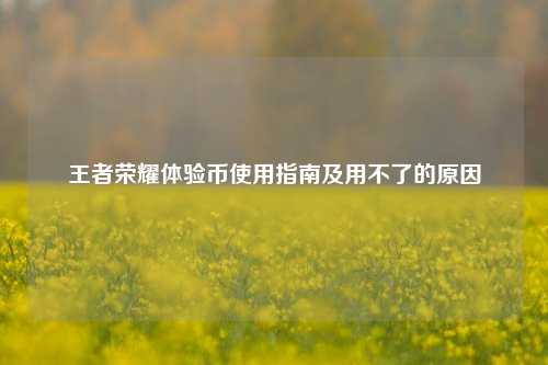 王者荣耀体验币使用指南及用不了的原因