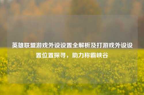 英雄联盟游戏外设设置全解析及打游戏外设设置位置探寻,助力称霸峡谷