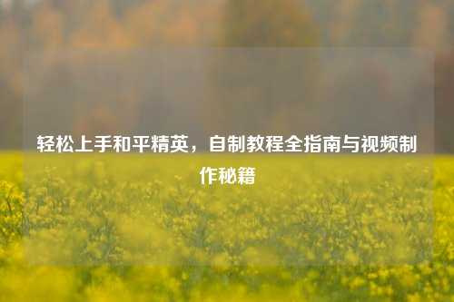 轻松上手和平精英,自制教程全指南与视频 秘籍
