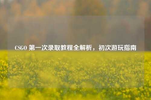 CSGO 之一次录取教程全解析,初次游玩指南