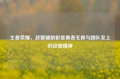 王者荣耀,战狼辅助彰显勇者无畏与团队至上的战狼精神