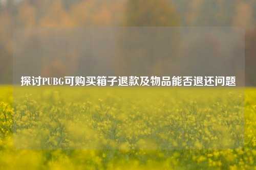 探讨PUBG可购买箱子退款及物品能否退还问题