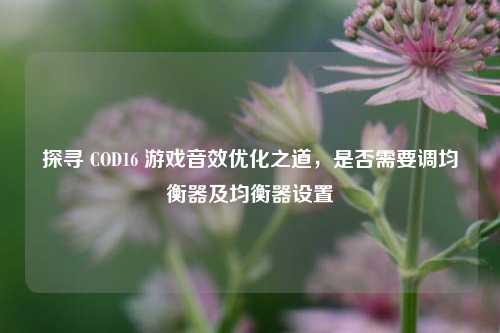 探寻 COD16 游戏音效优化之道,是否需要调均衡器及均衡器设置
