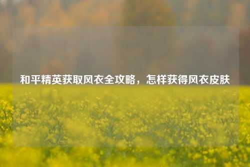 和平精英获取风衣全攻略,怎样获得风衣皮肤