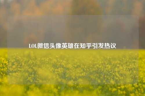 LOL微信头像英雄在知乎引发热议