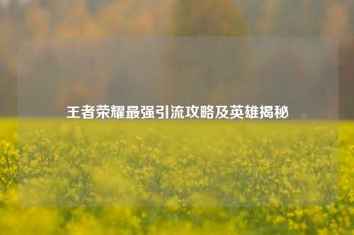 王者荣耀最强引流攻略及英雄揭秘