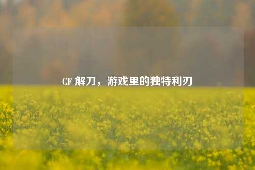 CF 解刀,游戏里的独特利刃