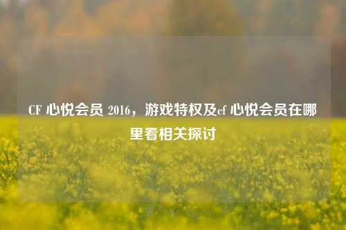 CF 心悦会员 2016,游戏特权及cf 心悦会员在哪里看相关探讨
