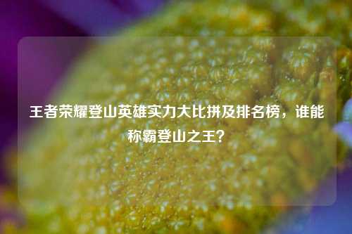 王者荣耀登山英雄实力大比拼及排名榜,谁能称霸登山之王?
