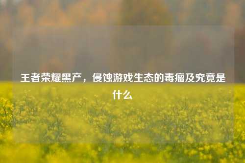 王者荣耀黑产,侵蚀游戏生态的毒瘤及究竟是什么