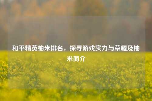 和平精英柚米排名,探寻游戏实力与荣耀及柚米简介