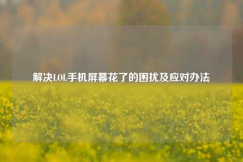 解决LOL手机屏幕花了的困扰及应对办法