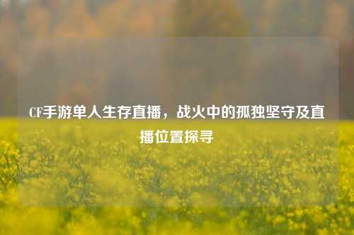 CF手游单人生存直播,战火中的孤独坚守及直播位置探寻