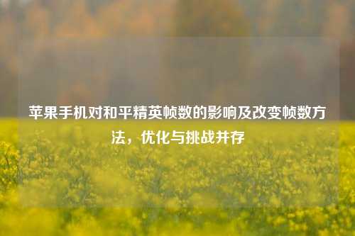苹果手机对和平精英帧数的影响及改变帧数 ,优化与挑战并存