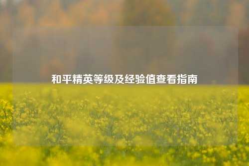 和平精英等级及经验值查看指南