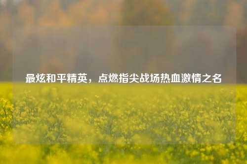 最炫和平精英,点燃指尖战场热血 之名