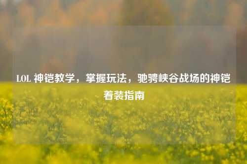 LOL 神铠教学,掌握玩法,驰骋峡谷战场的神铠着装指南