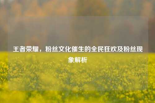 王者荣耀,粉丝文化催生的全民狂欢及粉丝现象解析