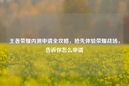 王者荣耀内测申请全攻略,抢先体验荣耀战场,告诉你怎么申请