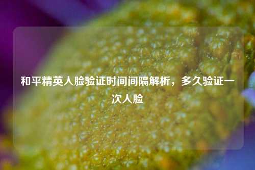 和平精英人脸验证时间间隔解析,多久验证一次人脸
