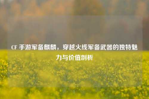 CF 手游军备麒麟,穿越火线军备武器的独特魅力与价值剖析