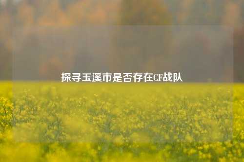 探寻玉溪市是否存在CF战队