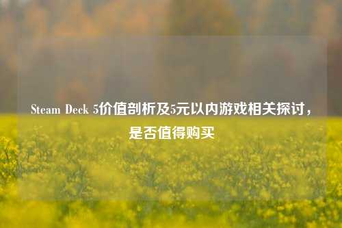 Steam Deck 5价值剖析及5元以内游戏相关探讨,是否值得购买