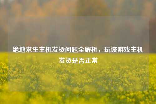 绝地求生主机发烫问题全解析,玩该游戏主机发烫是否正常