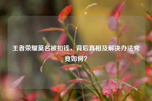 王者荣耀莫名被扣钱,背后真相及解决办法究竟如何?