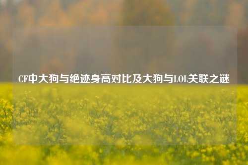 CF中大狗与绝迹身高对比及大狗与LOL关联之谜